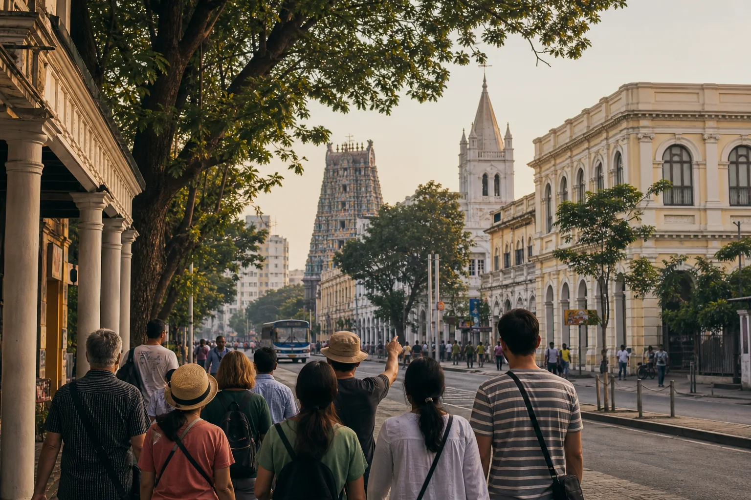 Editorial interpretation of a guided heritage walk through a layered Chennai streetscape