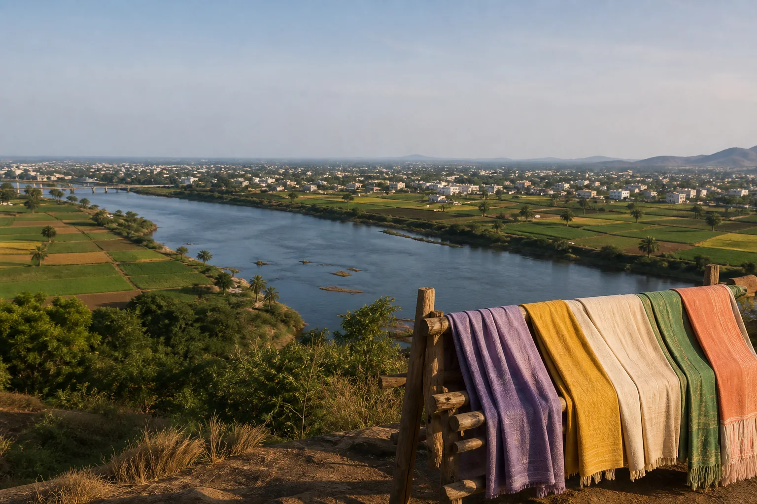 Project-created editorial view of the Amaravati-Kaveri plain near Karur
