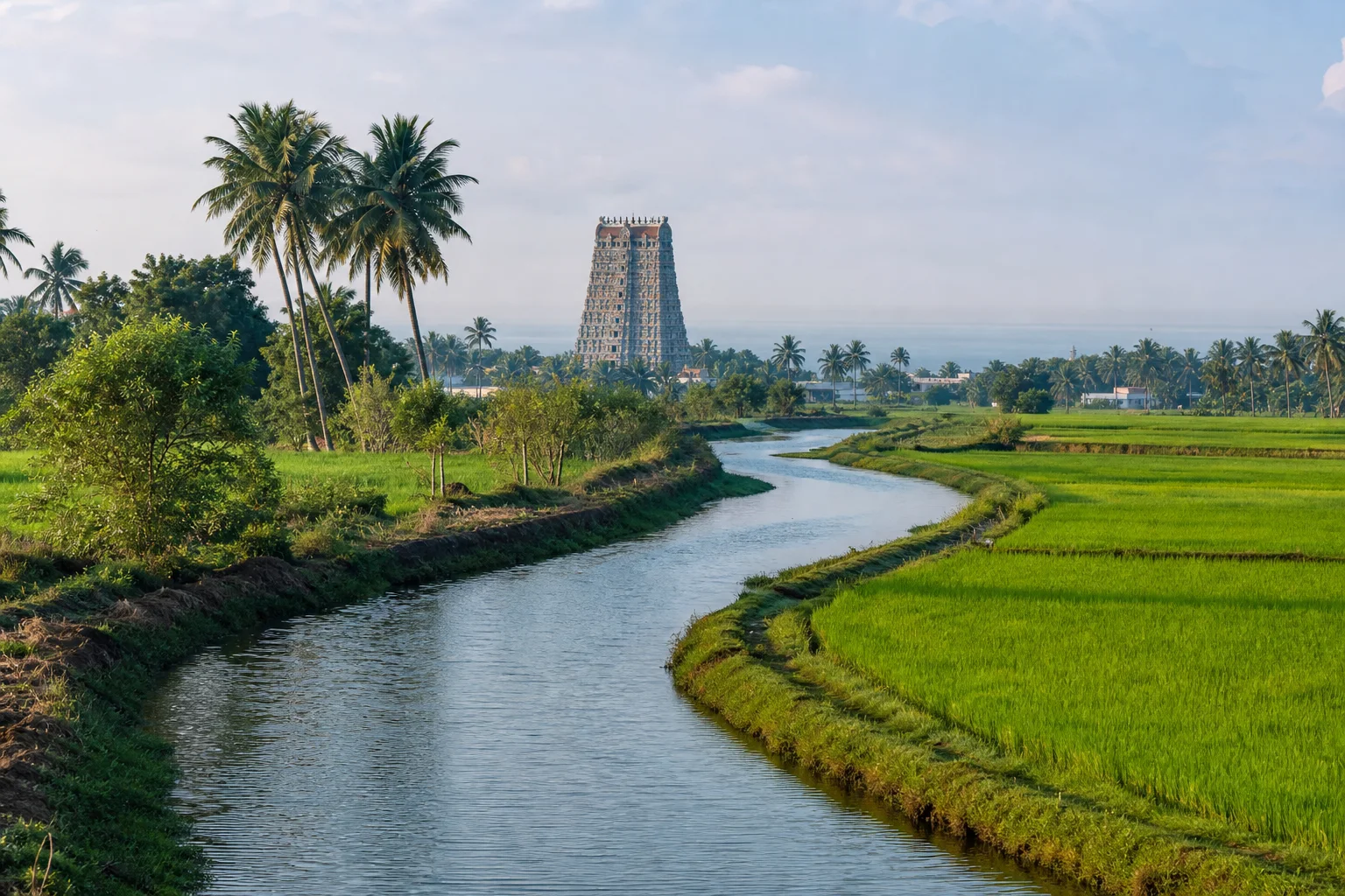 Project-created editorial view of the Mayiladuthurai delta and coastal heritage