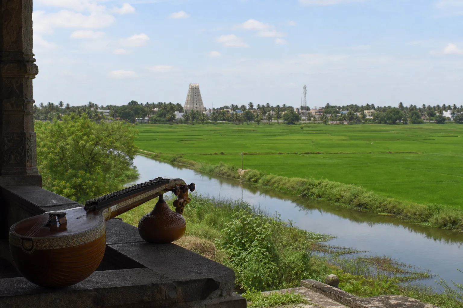 Project-created editorial view of Tiruvarur's delta, temple and music context