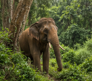 Elephant in a forest setting