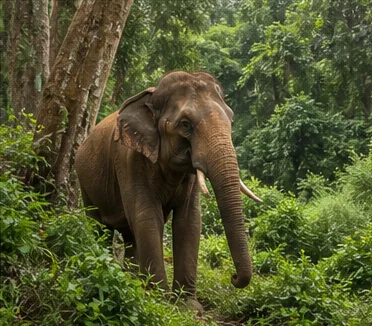 Elephants in a forest landscape representing the wider Nilgiris ecology
