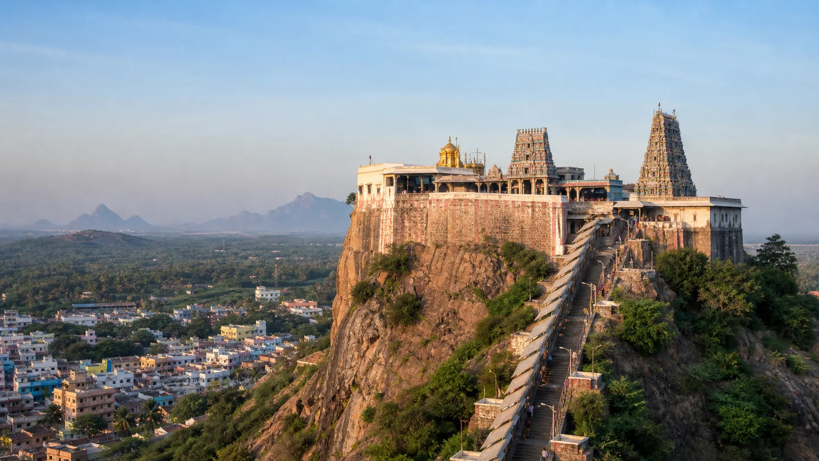 Project-created view of Palani hill temple